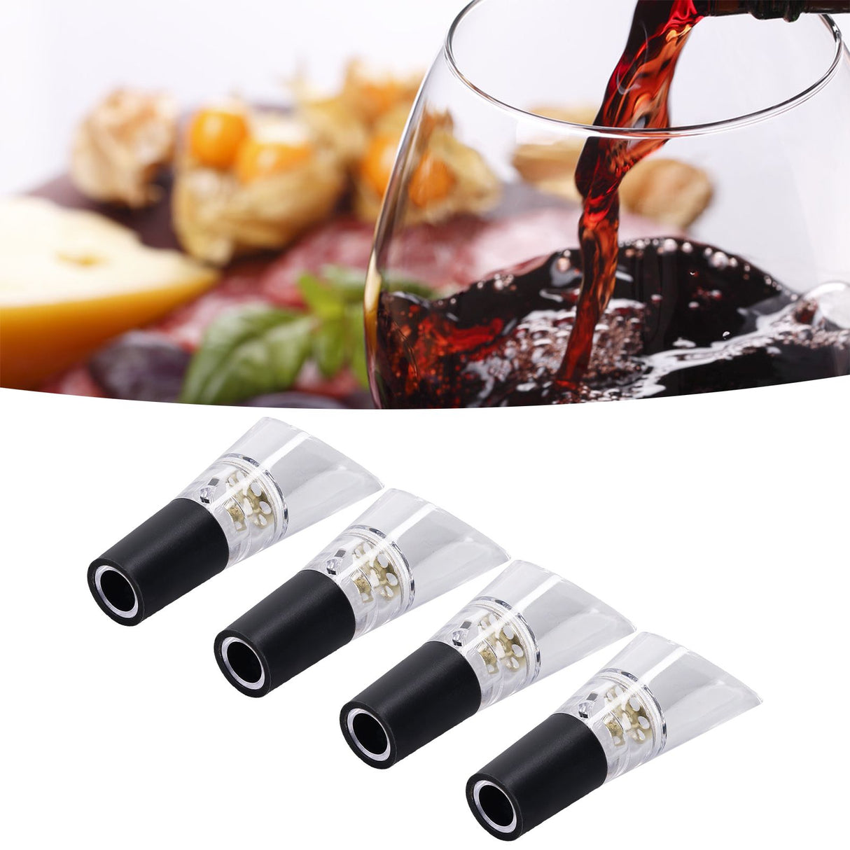 4PCS Wine Aerator Pourer PC Eco Friendly Decanter Spout Bar Accessories for Household PartyGold