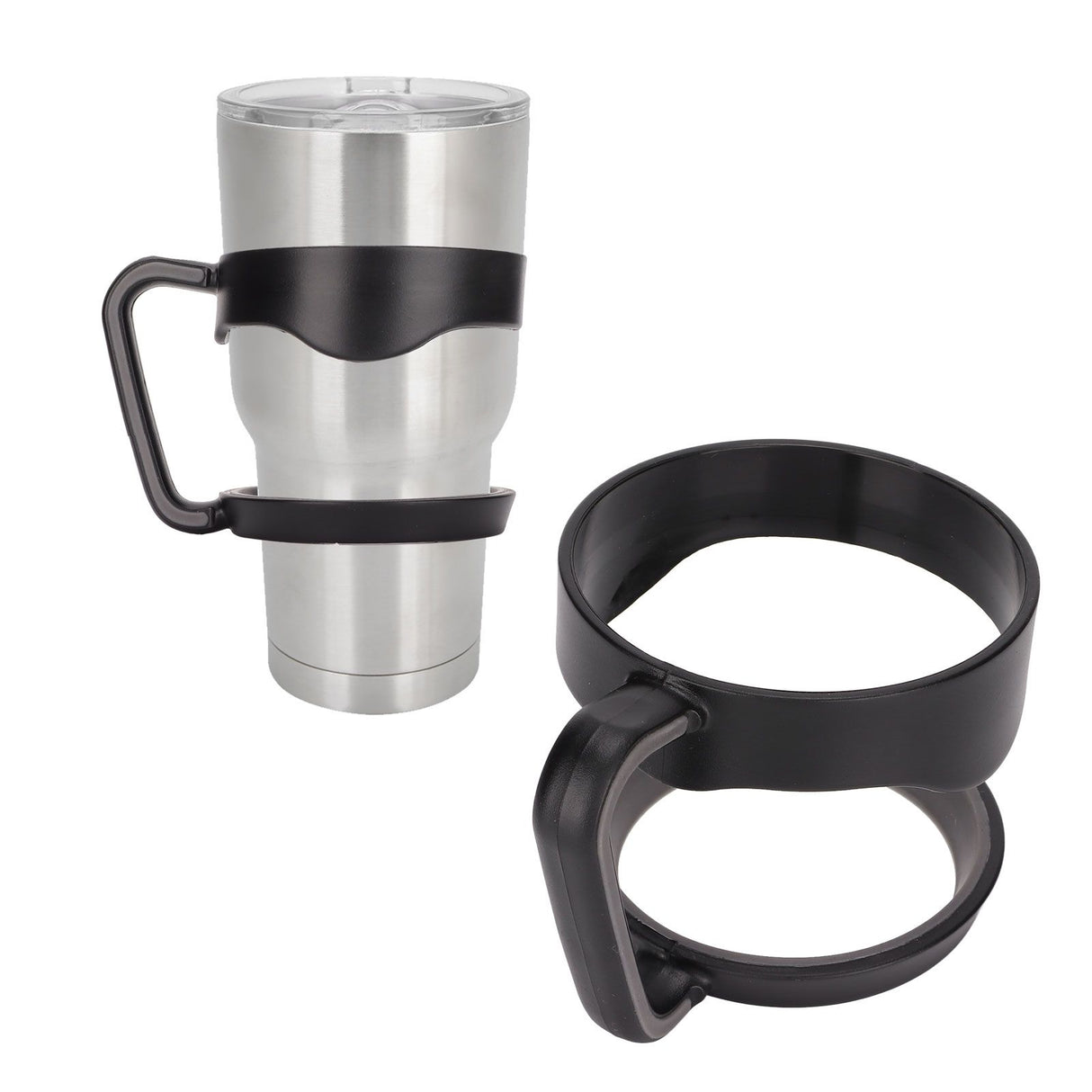 Tumbler Cup Handle Travel Mug Holder 2 Circle Non Slip for Car Icemaster Snowman 30OzBlack