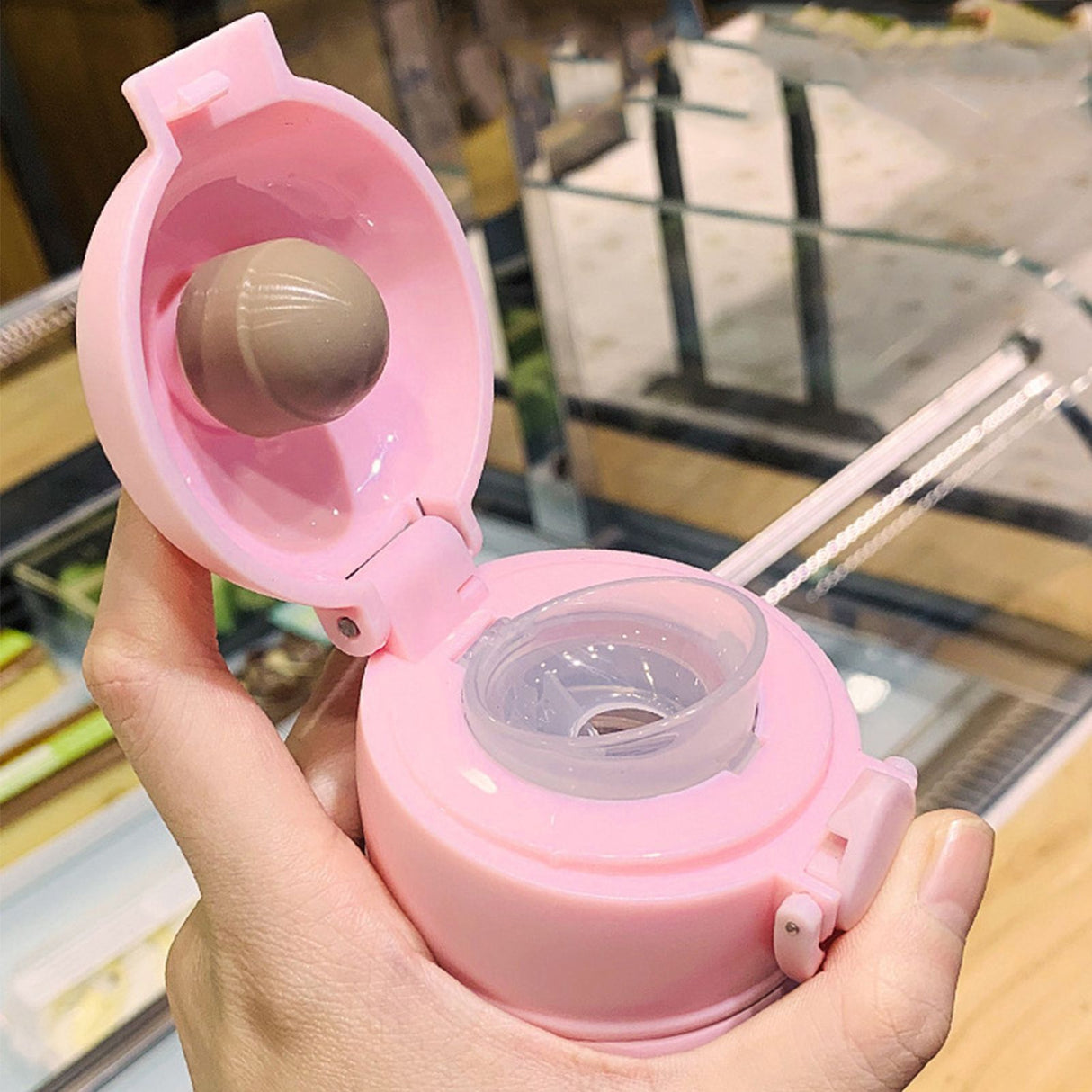 Cartoon Vacuum Cup Stainless Steel Thermal Bottle Vacuum Insulated Cup Portable Vacuum Flask for OutdoorPink 450ML 23x6.5x6.5cm
