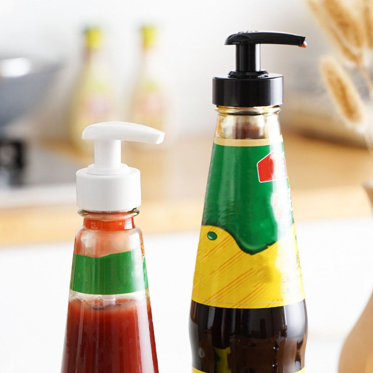 Gallon Pump Dispenser Condiment Bottle Pump Dispenser Plastic Kitchen Supplies for HouseholdBlack Caliber 2.9cm / 1.1in