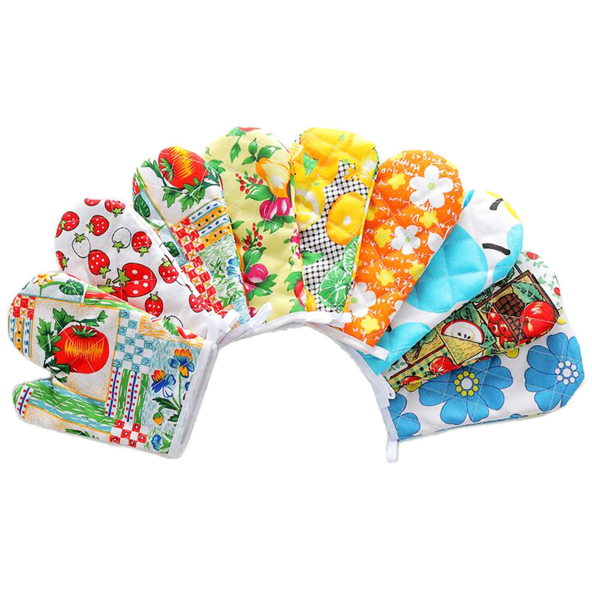 Oven Gloves Polyester Cotton Material Printed Pattern Lanyard Design Cooking Microwave Mitts for Kitchen