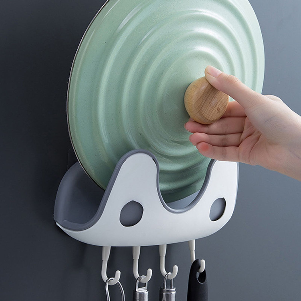 Pot Lid Holder Double Layer Strong Load Bearing Capacity Multifunctional Pan Lid Stand for KitchenWhite