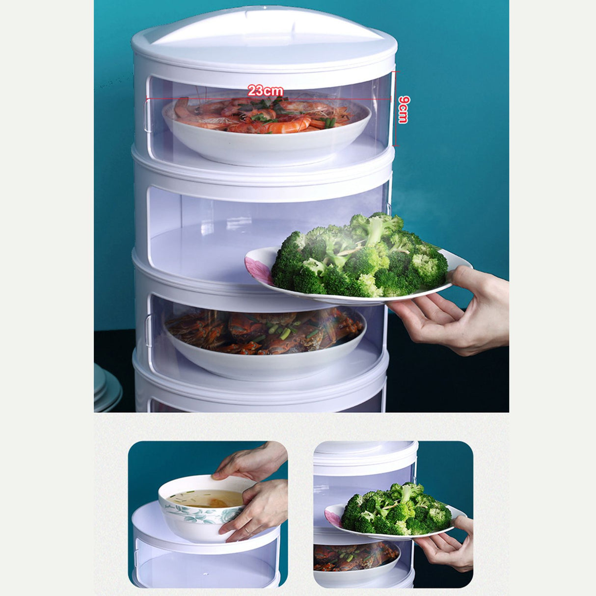 Insulated Food Cover Multilayer Heat Preservation Warm Intimate Effective Isolation Stackable Dish Cover4 Layers