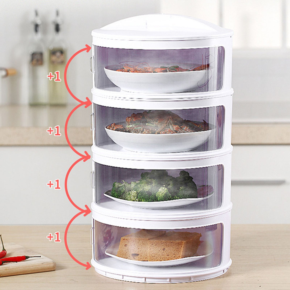 Insulated Food Cover Multilayer Heat Preservation Warm Intimate Effective Isolation Stackable Dish Cover4 Layers