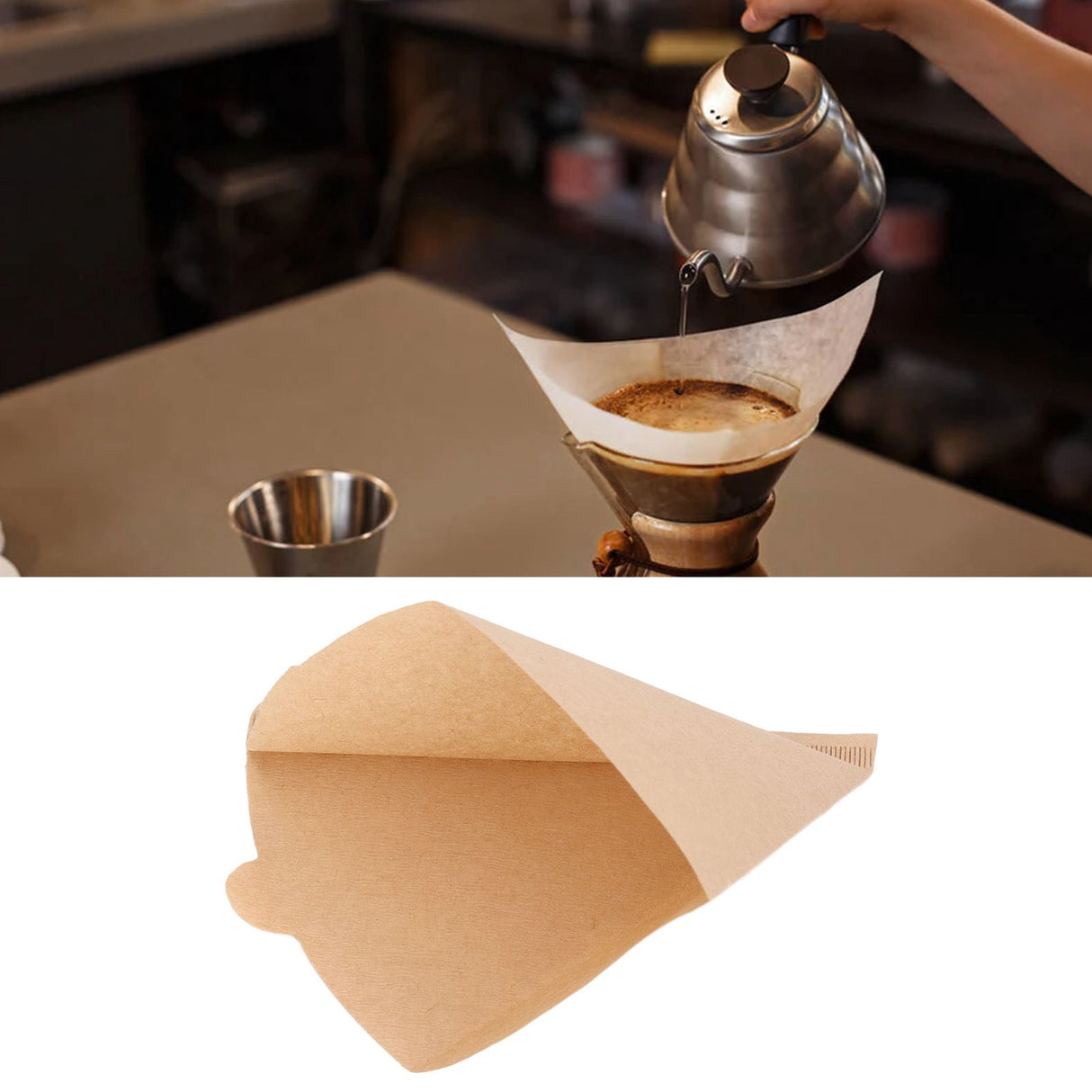 100PCS Coffee Filter Paper Cone Shaped Disposable Coffee Strainer Paper Natural Filter Paper AccessoryV60 12x11.6x4 cm / 4.7x4.6x1.6 In