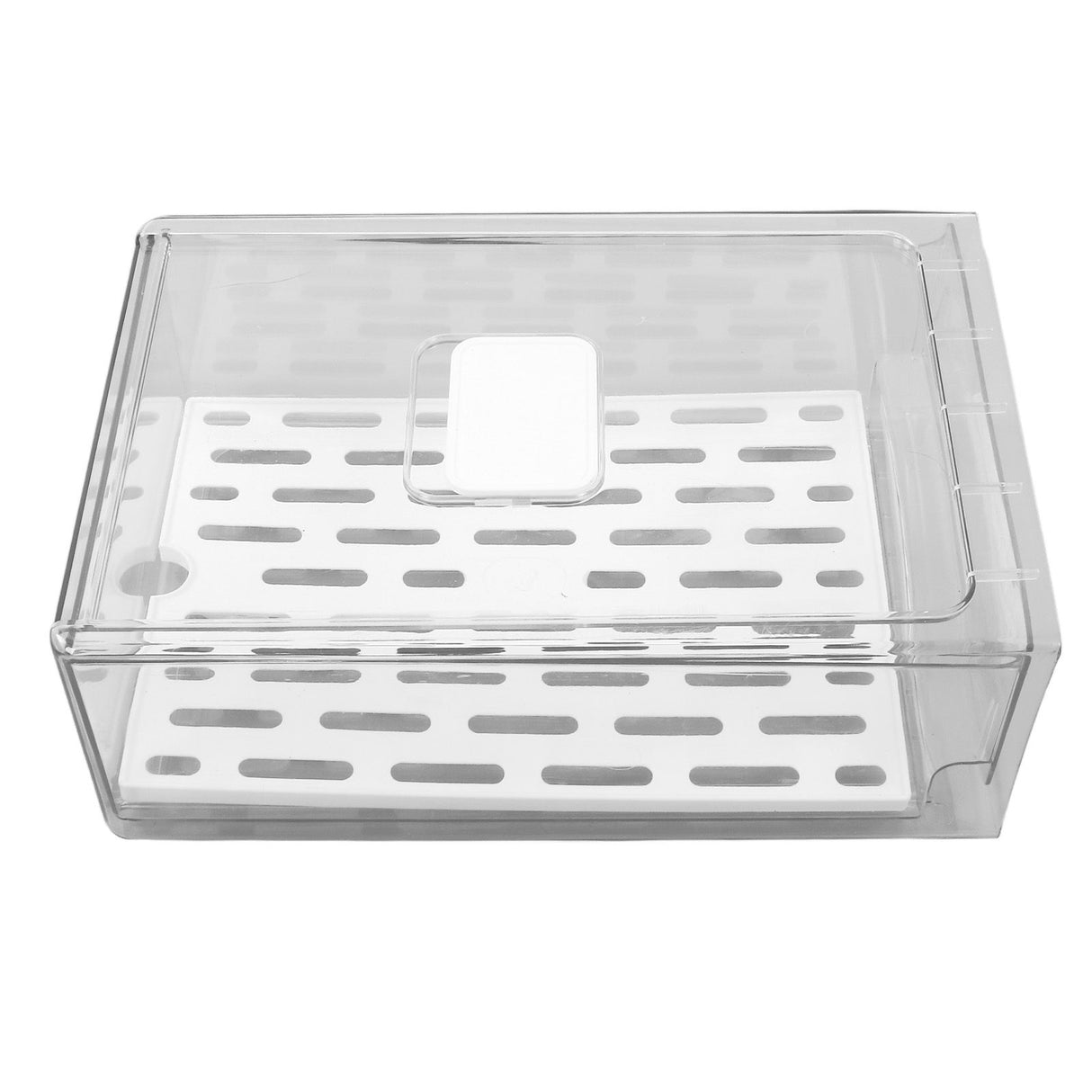 Refrigerator Storage Box Holder with Draining Plate Fruit Storage Container Preservation BoxL 11x20x30cm / 4.3x7.9x11.8in