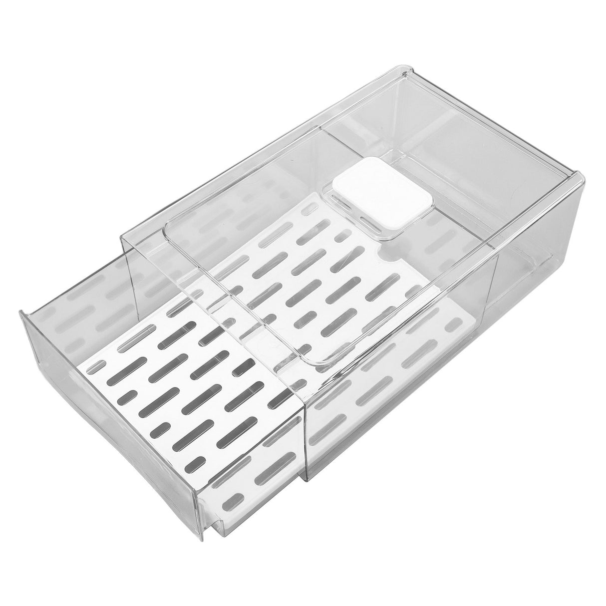 Refrigerator Storage Box Holder with Draining Plate Fruit Storage Container Preservation BoxL 11x20x30cm / 4.3x7.9x11.8in
