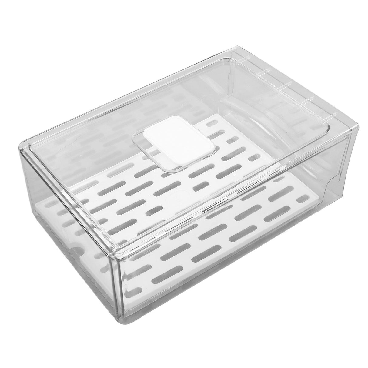 Refrigerator Storage Box Holder with Draining Plate Fruit Storage Container Preservation BoxL 11x20x30cm / 4.3x7.9x11.8in
