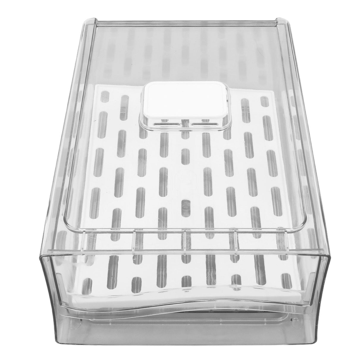Refrigerator Storage Box Holder with Draining Plate Fruit Storage Container Preservation BoxL 11x20x30cm / 4.3x7.9x11.8in