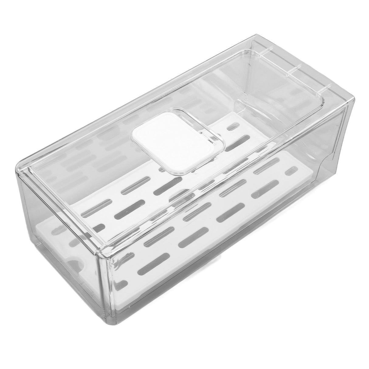 Refrigerator Storage Box Holder with Draining Plate Fruit Storage Container Preservation BoxS 11x14x30cm / 4.3x5.5x11.8in