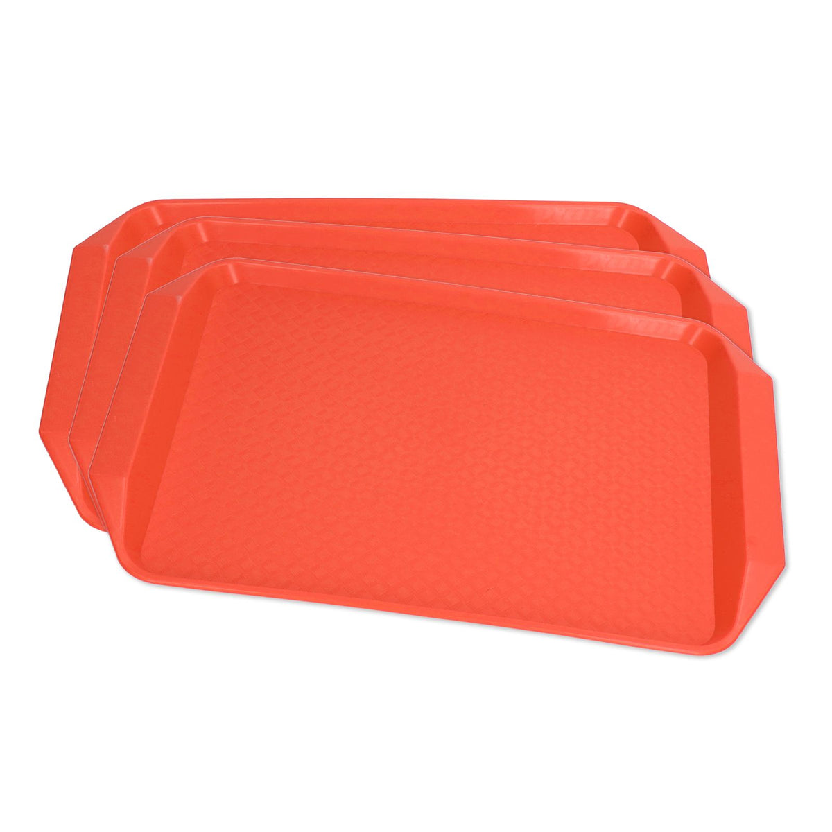 3PCS Colorful Food Tray Rectangle Thickened Binaural Plastic Tray Heat Resistance Stackable Cafeteria Trays for HotelOrange