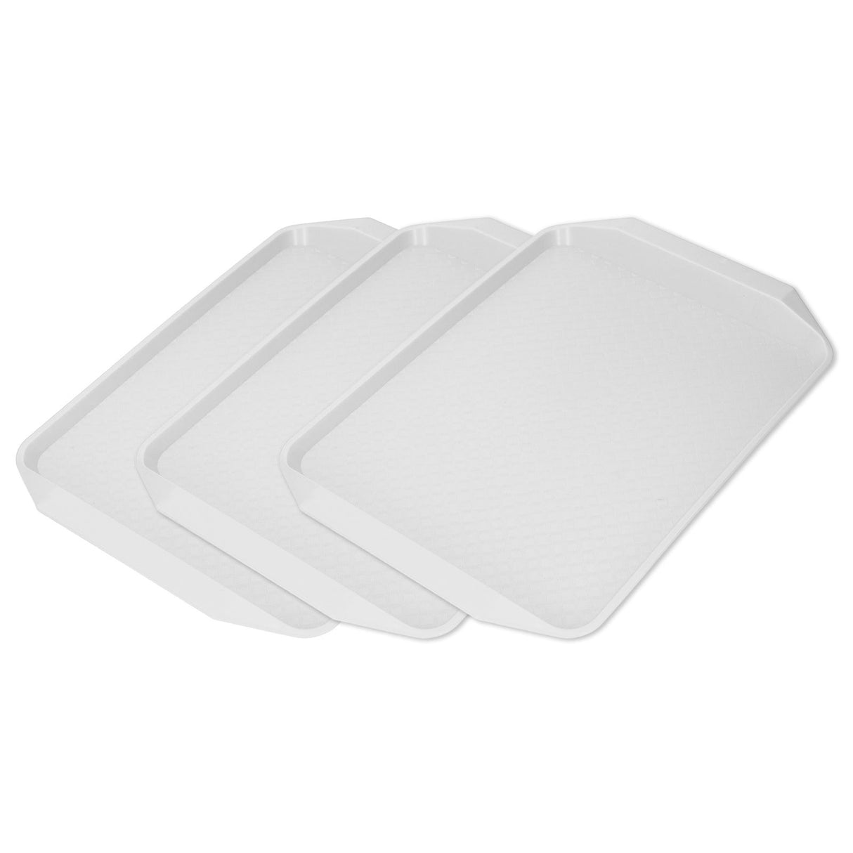 3PCS Colorful Food Tray Rectangle Thickened Binaural Plastic Tray Heat Resistance Stackable Cafeteria Trays for HotelWhite