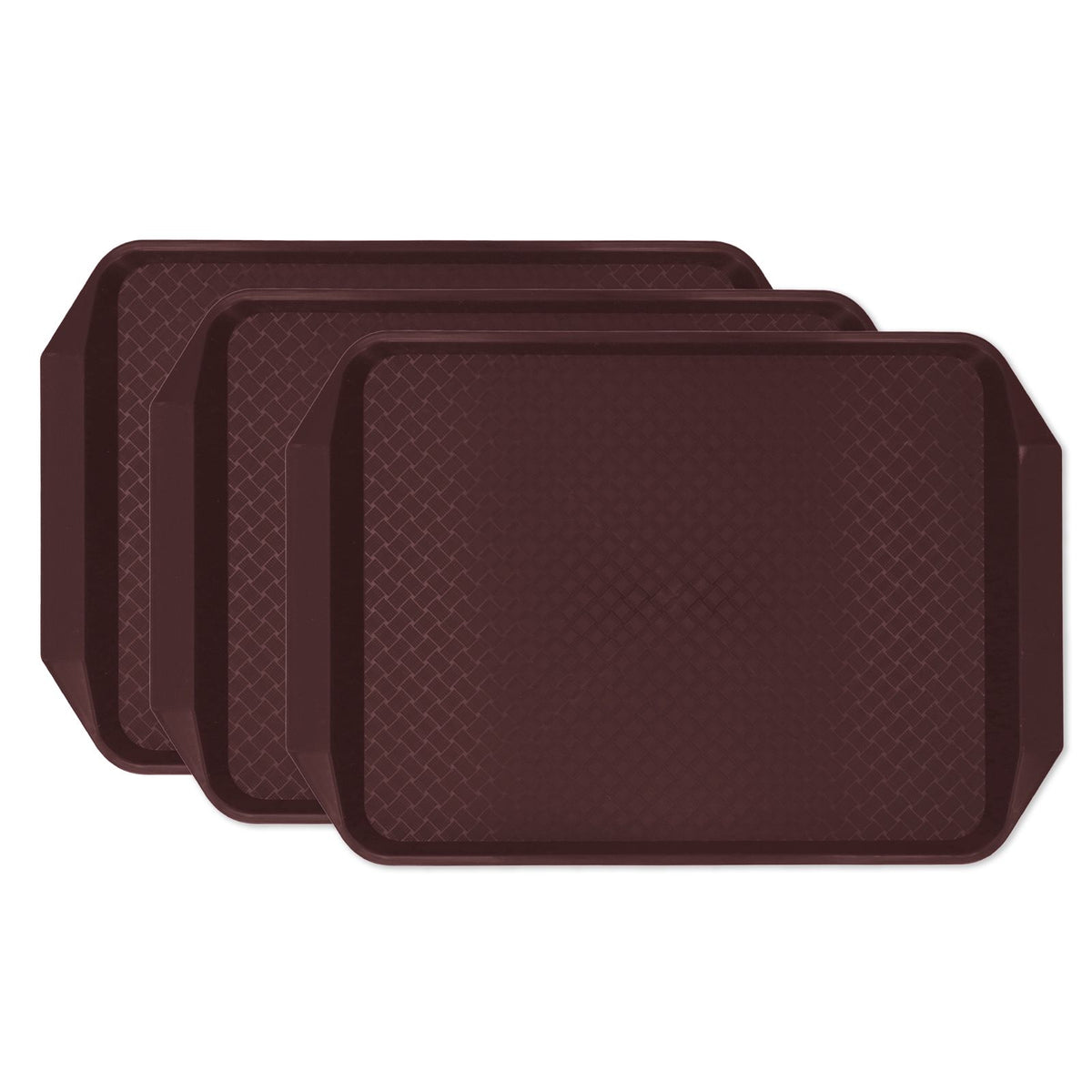 3PCS Colorful Food Tray Rectangle Thickened Binaural Plastic Tray Heat Resistance Stackable Cafeteria Trays for HotelCoffee