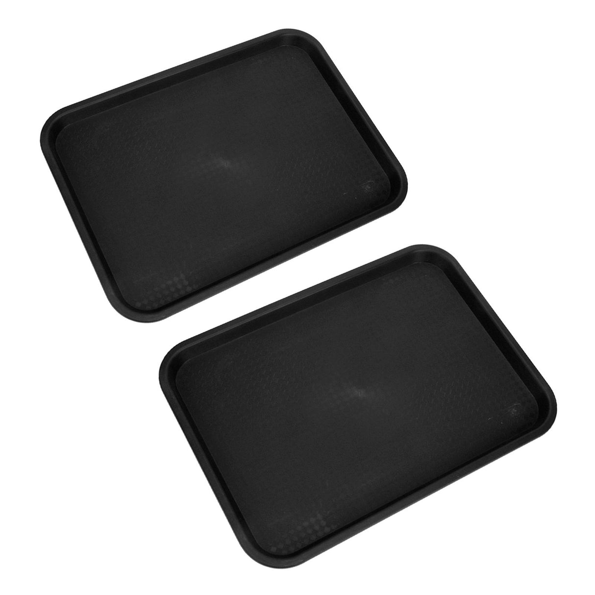 2pcs Food Tray Multifunctional Thickened Slip Resistance Chinese Fast Food Serving Tray for Dining Hall RestaurantsBlack