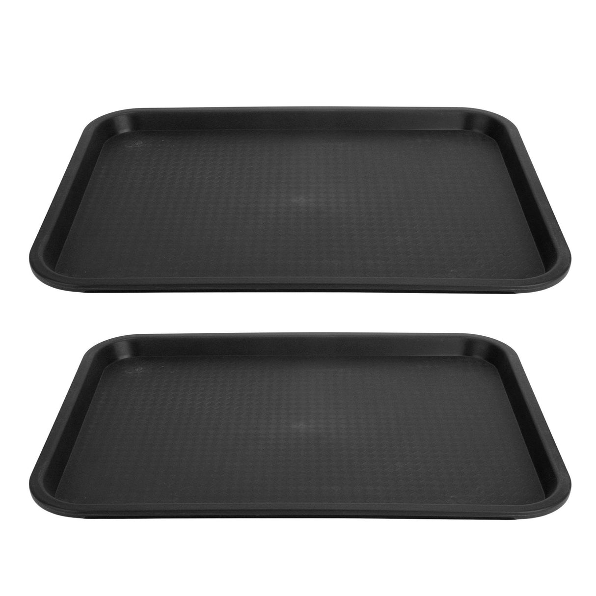 2pcs Food Tray Multifunctional Thickened Slip Resistance Chinese Fast Food Serving Tray for Dining Hall RestaurantsBlack