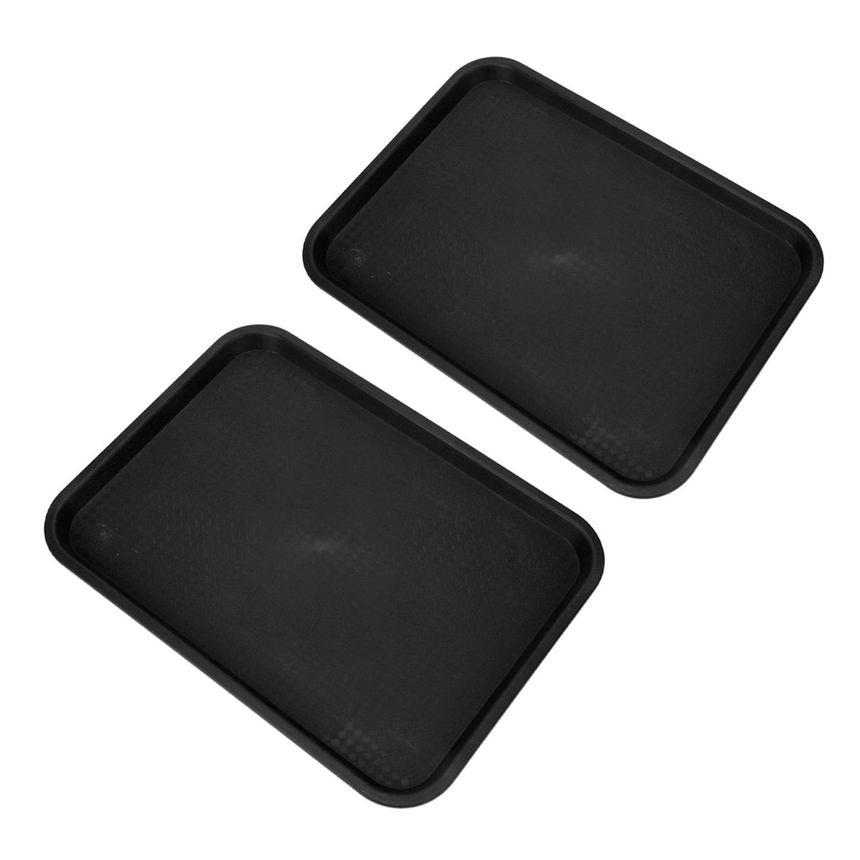 2pcs Food Tray Multifunctional Thickened Slip Resistance Chinese Fast Food Serving Tray for Dining Hall RestaurantsBlack