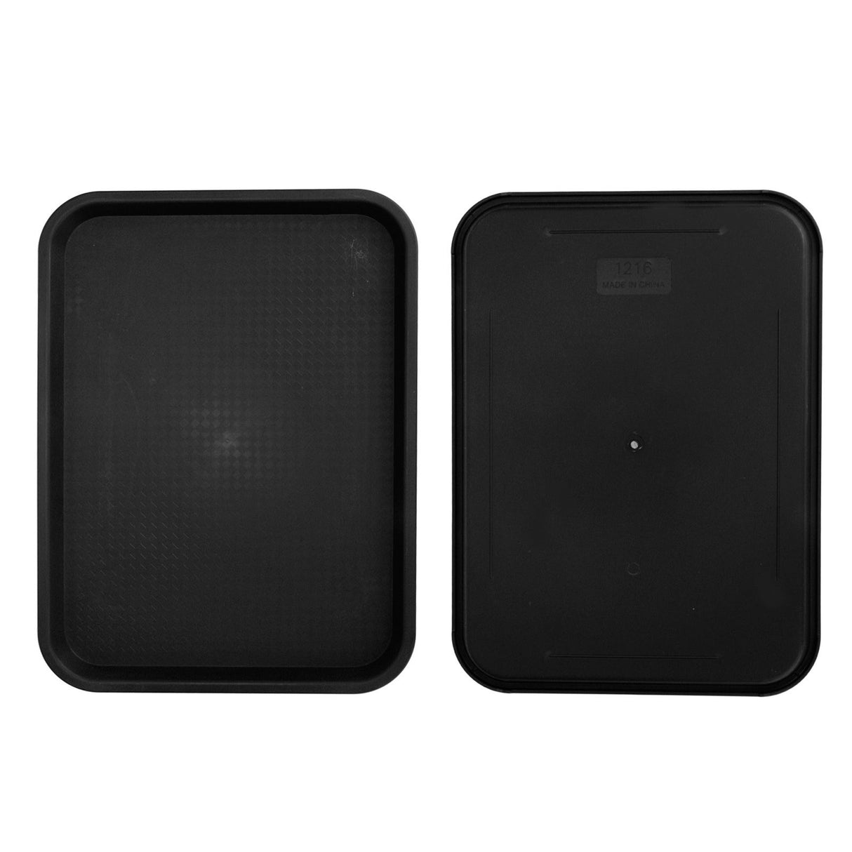 2pcs Food Tray Multifunctional Thickened Slip Resistance Chinese Fast Food Serving Tray for Dining Hall RestaurantsBlack