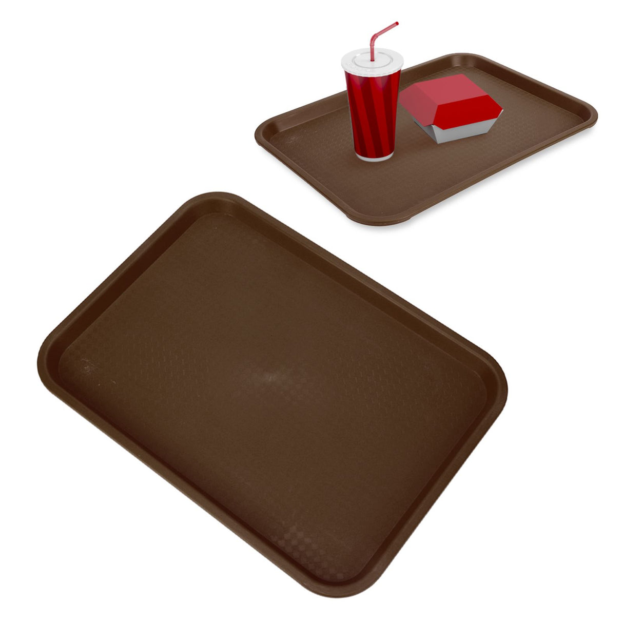 2pcs Food Tray Multifunctional Thickened Slip Resistance Chinese Fast Food Serving Tray for Dining Hall RestaurantsCoffee