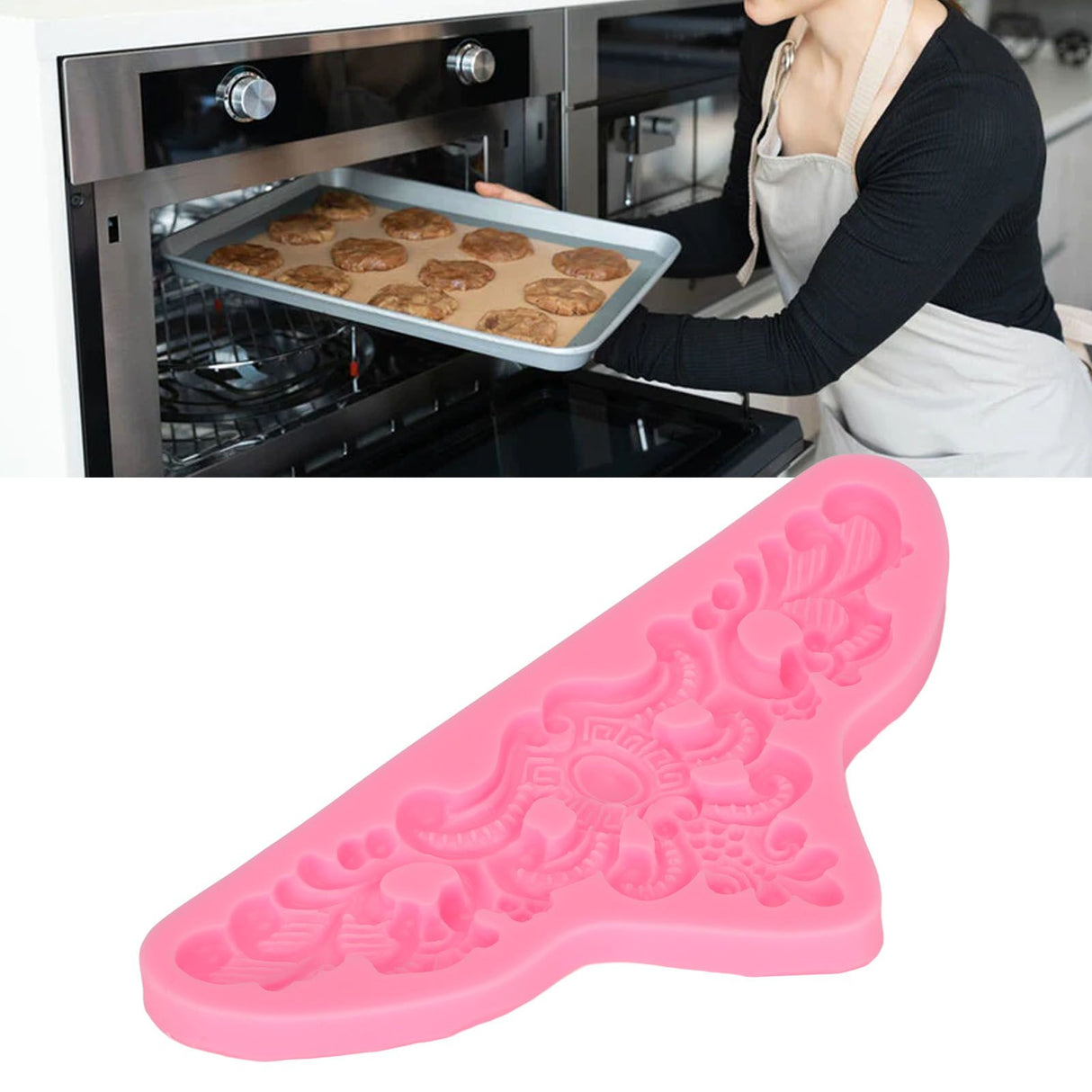 Embossed Pattern Silicone Molds Easy Demoulding Heat Resistant Flexible Odorless Scroll Border Lace Molds for DIY Cakes