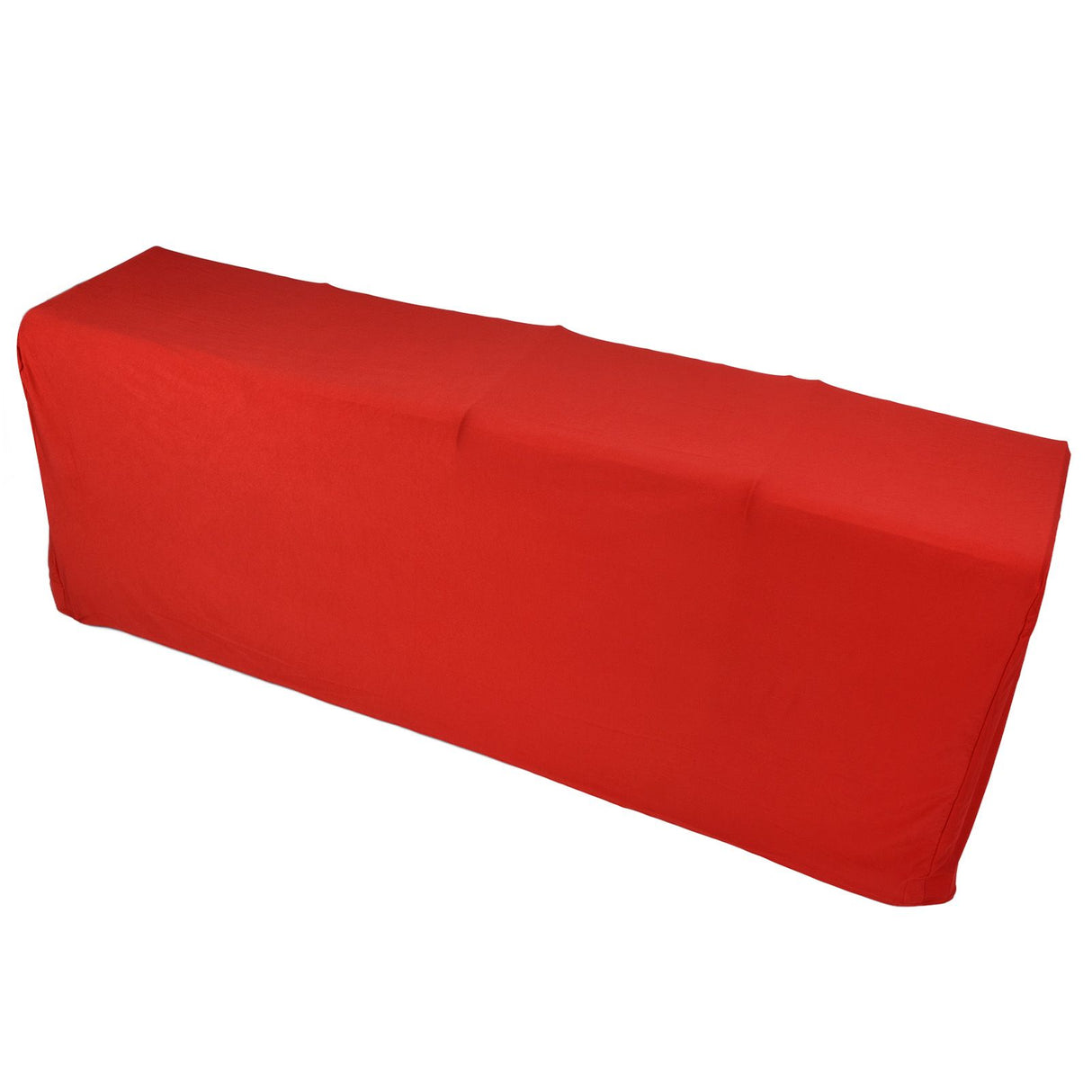 Stretch Spandex Table Cover Good Elasticity Washable Reusable Red Stretchable Tablecloth with 4 Pockets for Wedding Party8FT(244x76x76cm)