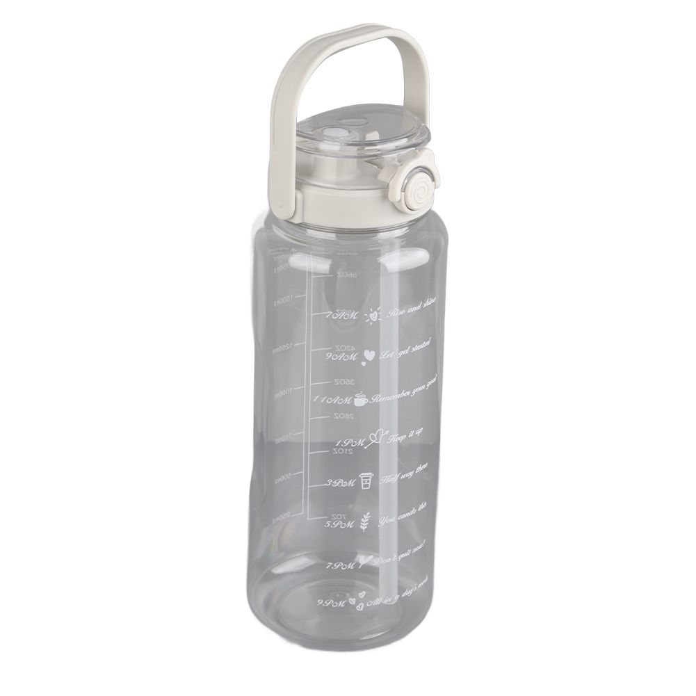 Large Water Bottle 2 Drinking Methods PC PP Material Clear Scale Portable Matte Large Water Jug with Straw for FitnessWhite 2000ml