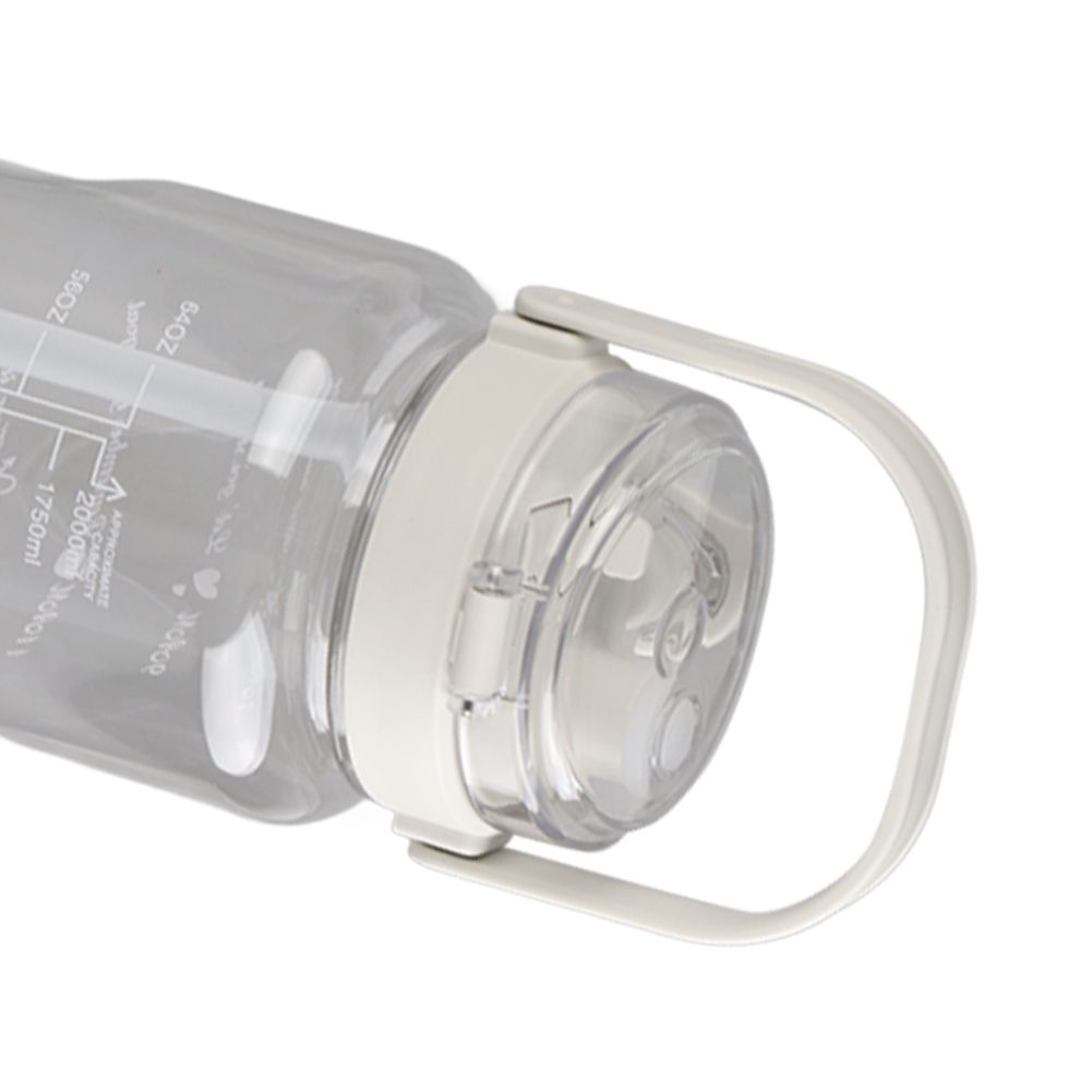 Large Water Bottle 2 Drinking Methods PC PP Material Clear Scale Portable Matte Large Water Jug with Straw for FitnessWhite 2000ml
