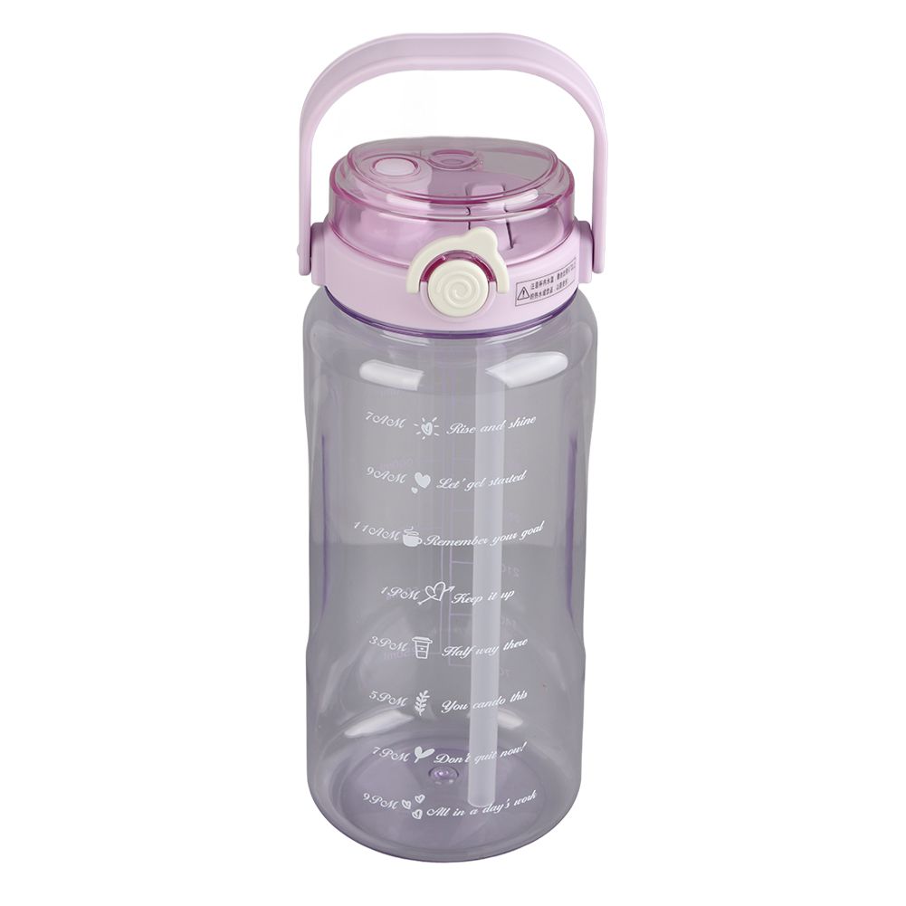 Large Water Bottle 2 Drinking Methods PC PP Material Clear Scale Portable Matte Large Water Jug with Straw for FitnessPurple 1500ml