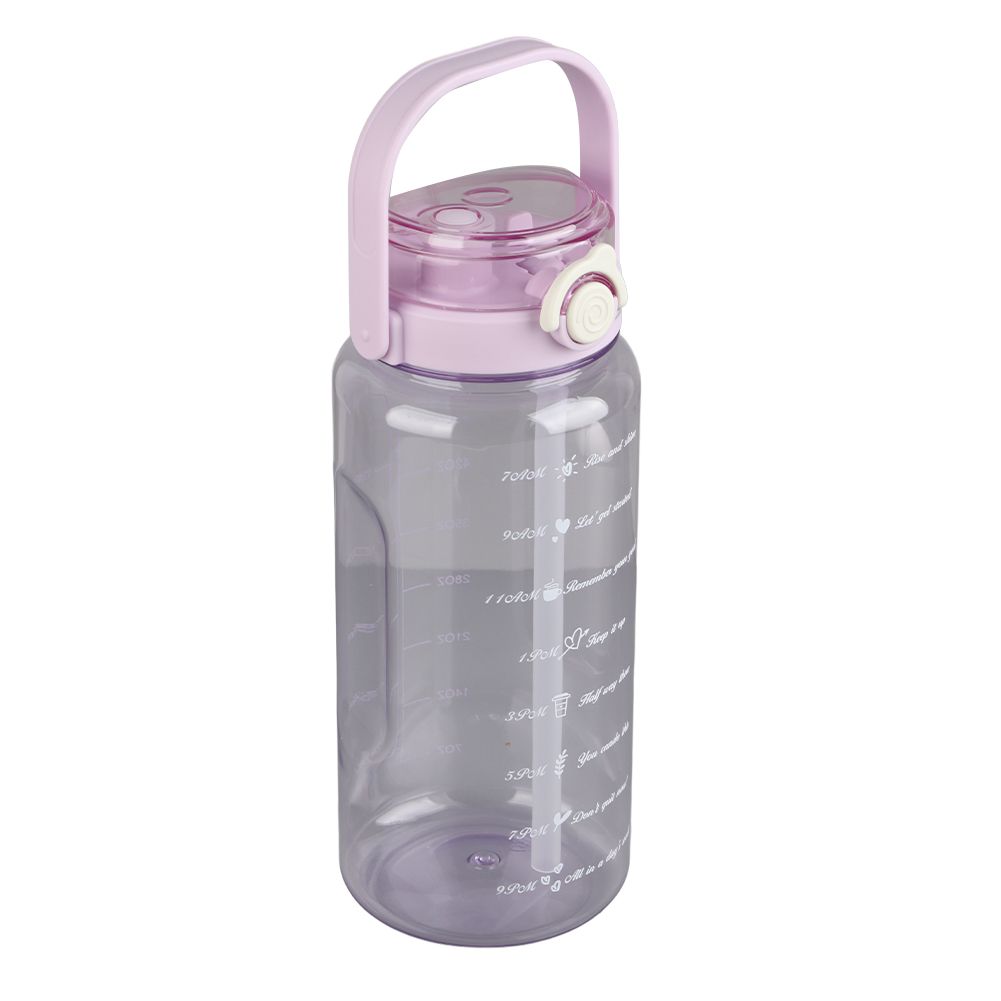 Large Water Bottle 2 Drinking Methods PC PP Material Clear Scale Portable Matte Large Water Jug with Straw for FitnessPurple 1500ml