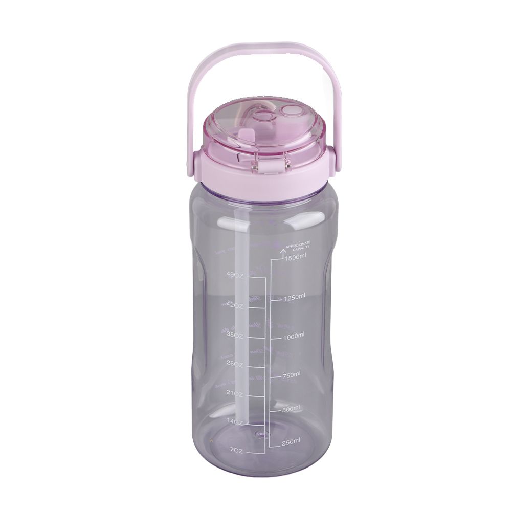 Large Water Bottle 2 Drinking Methods PC PP Material Clear Scale Portable Matte Large Water Jug with Straw for FitnessPurple 1500ml