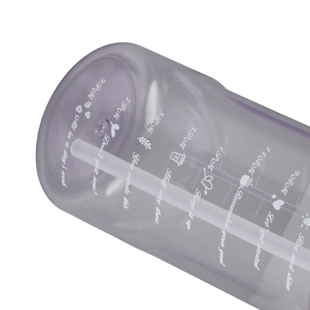 Large Water Bottle 2 Drinking Methods PC PP Material Clear Scale Portable Matte Large Water Jug with Straw for FitnessPurple 1500ml