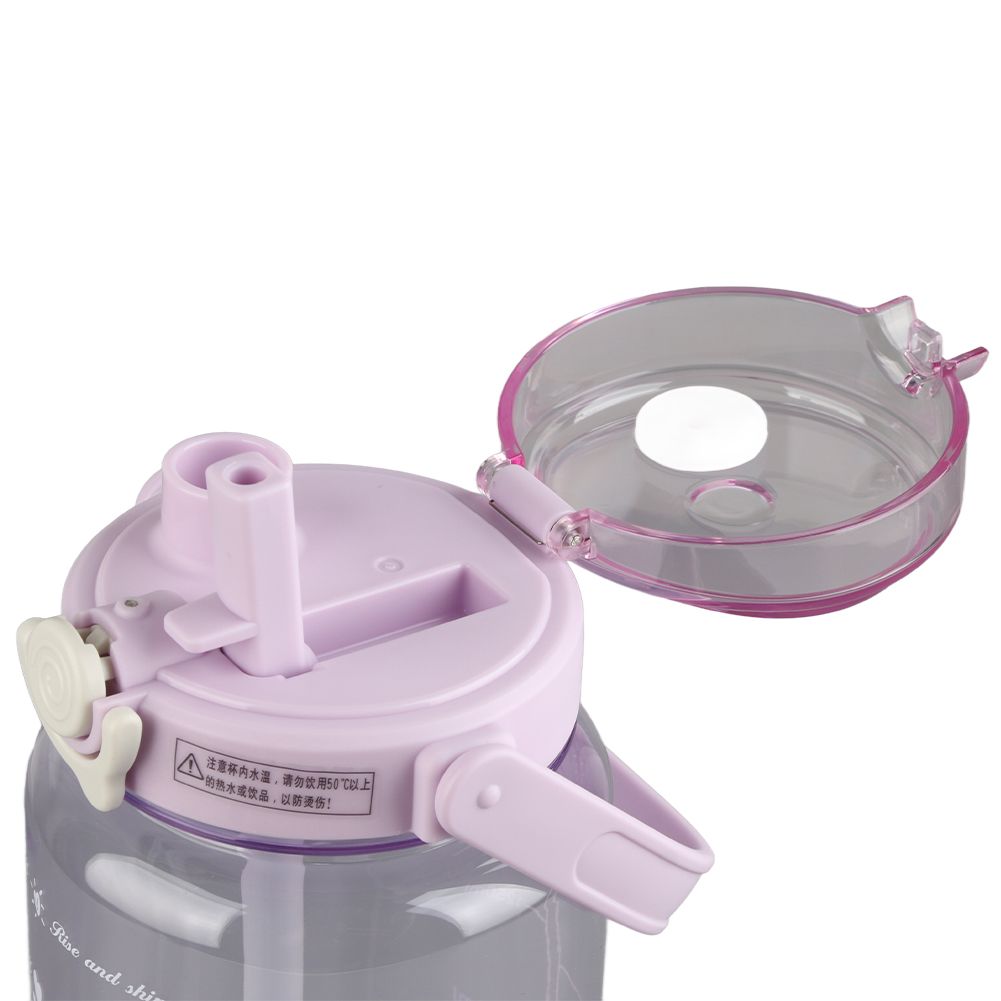 Large Water Bottle 2 Drinking Methods PC PP Material Clear Scale Portable Matte Large Water Jug with Straw for FitnessPurple 1500ml