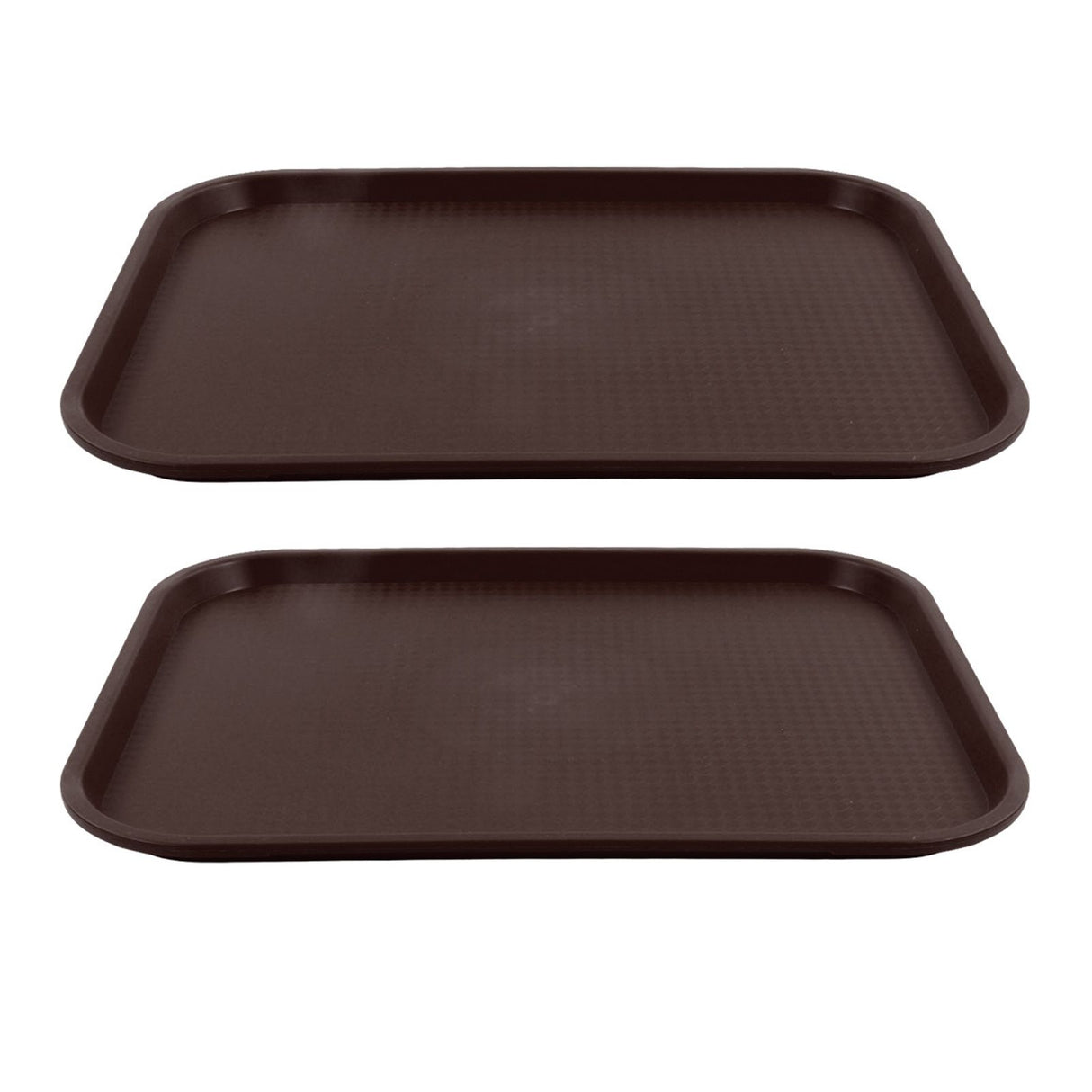 2Pcs Fast Food Tray Stackable Rectangular Light Weight Anti Slip PP Food Service Tray for Restaurants CafesBrown