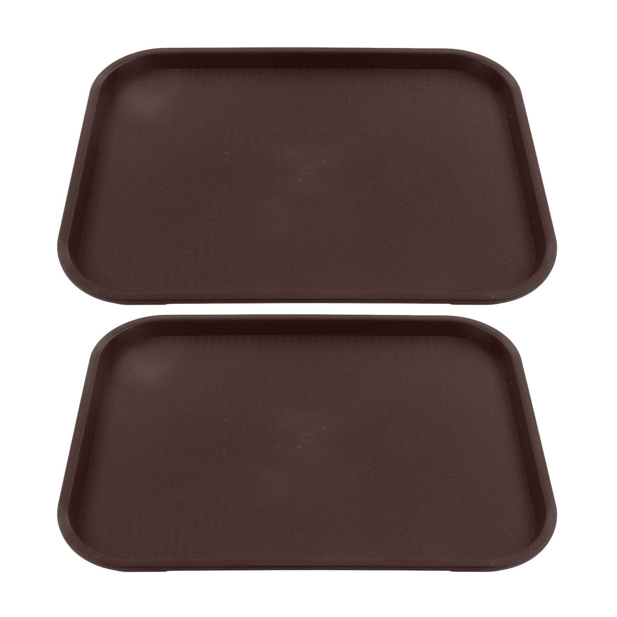 2Pcs Fast Food Tray Stackable Rectangular Light Weight Anti Slip PP Food Service Tray for Restaurants CafesBrown