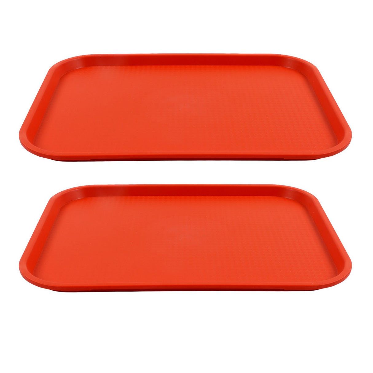 2Pcs Fast Food Tray Stackable Rectangular Light Weight Anti Slip PP Food Service Tray for Restaurants CafesOrange