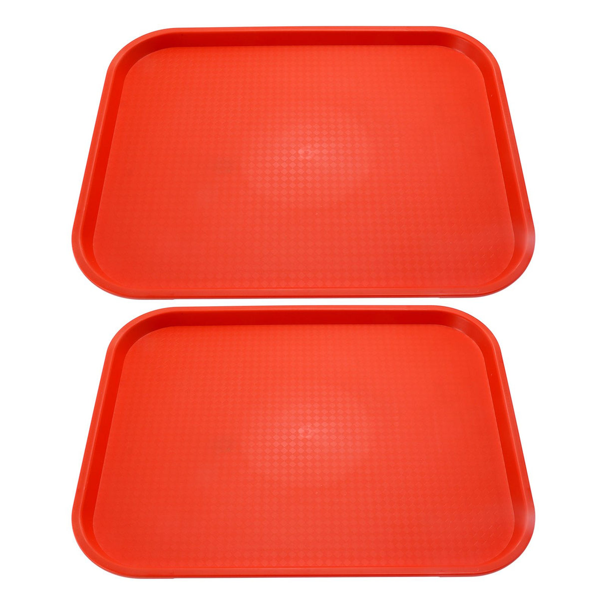 2Pcs Fast Food Tray Stackable Rectangular Light Weight Anti Slip PP Food Service Tray for Restaurants CafesOrange