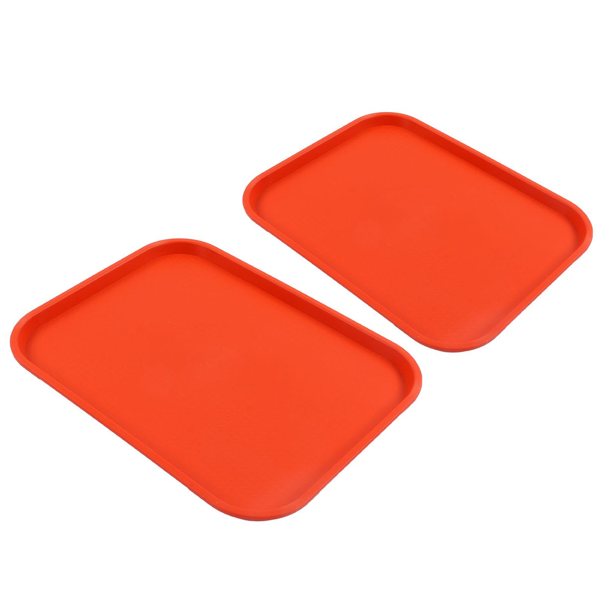 2Pcs Fast Food Tray Stackable Rectangular Light Weight Anti Slip PP Food Service Tray for Restaurants CafesOrange