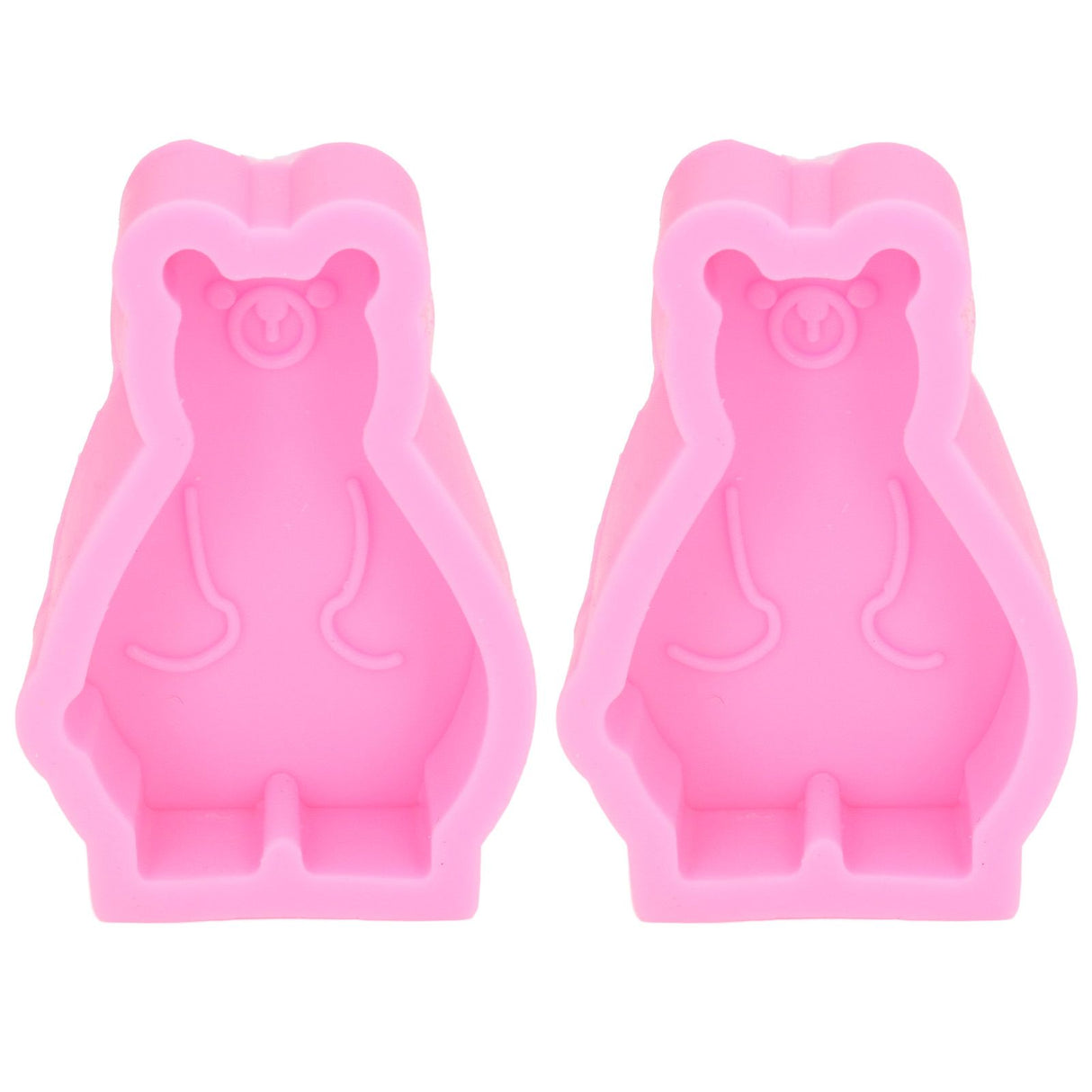 2Pcs Silicone Mold Cute Bear Shape Easy Demoulding Flexible Soft Baking Mold for DIY Cake Fondant Chocolate