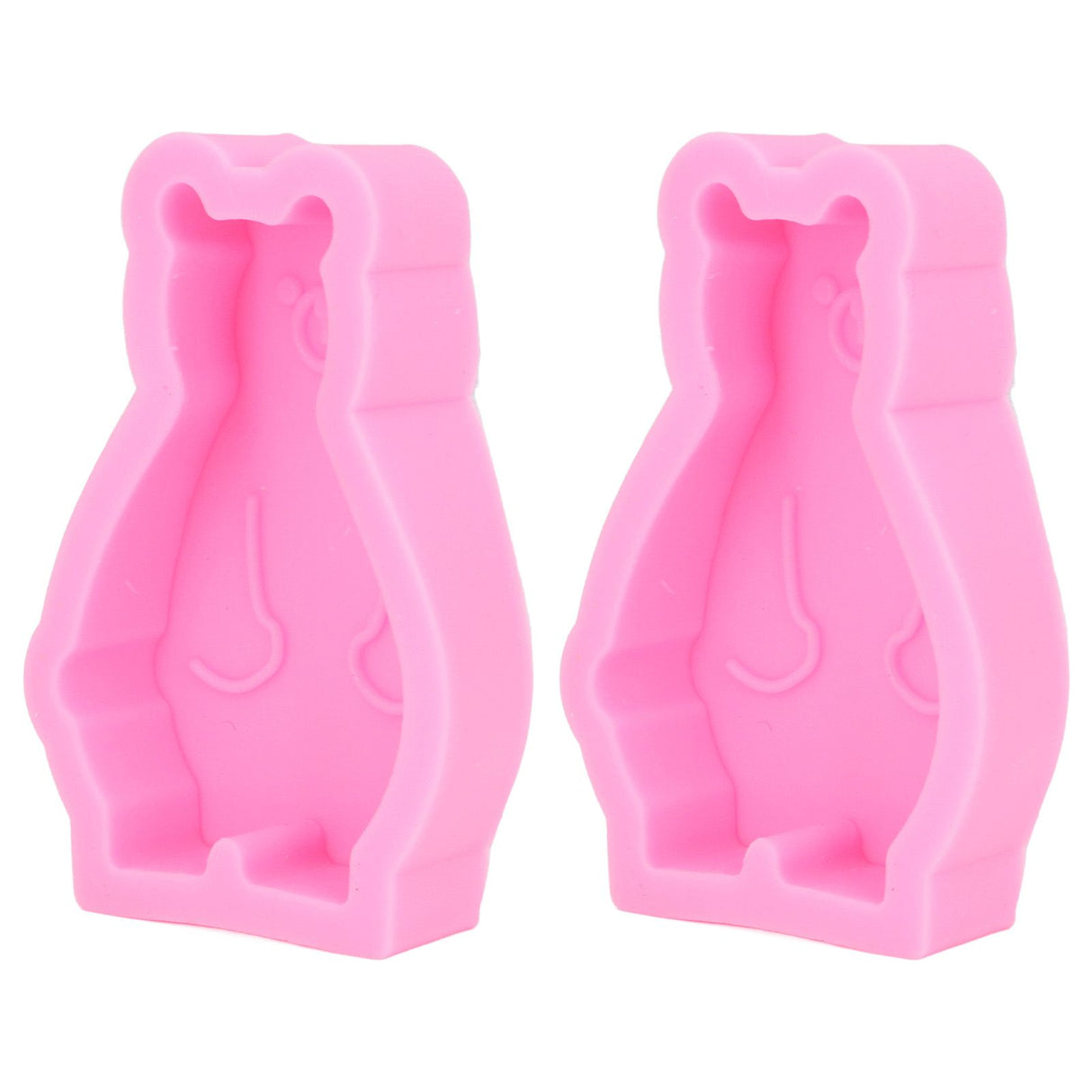 2Pcs Silicone Mold Cute Bear Shape Easy Demoulding Flexible Soft Baking Mold for DIY Cake Fondant Chocolate
