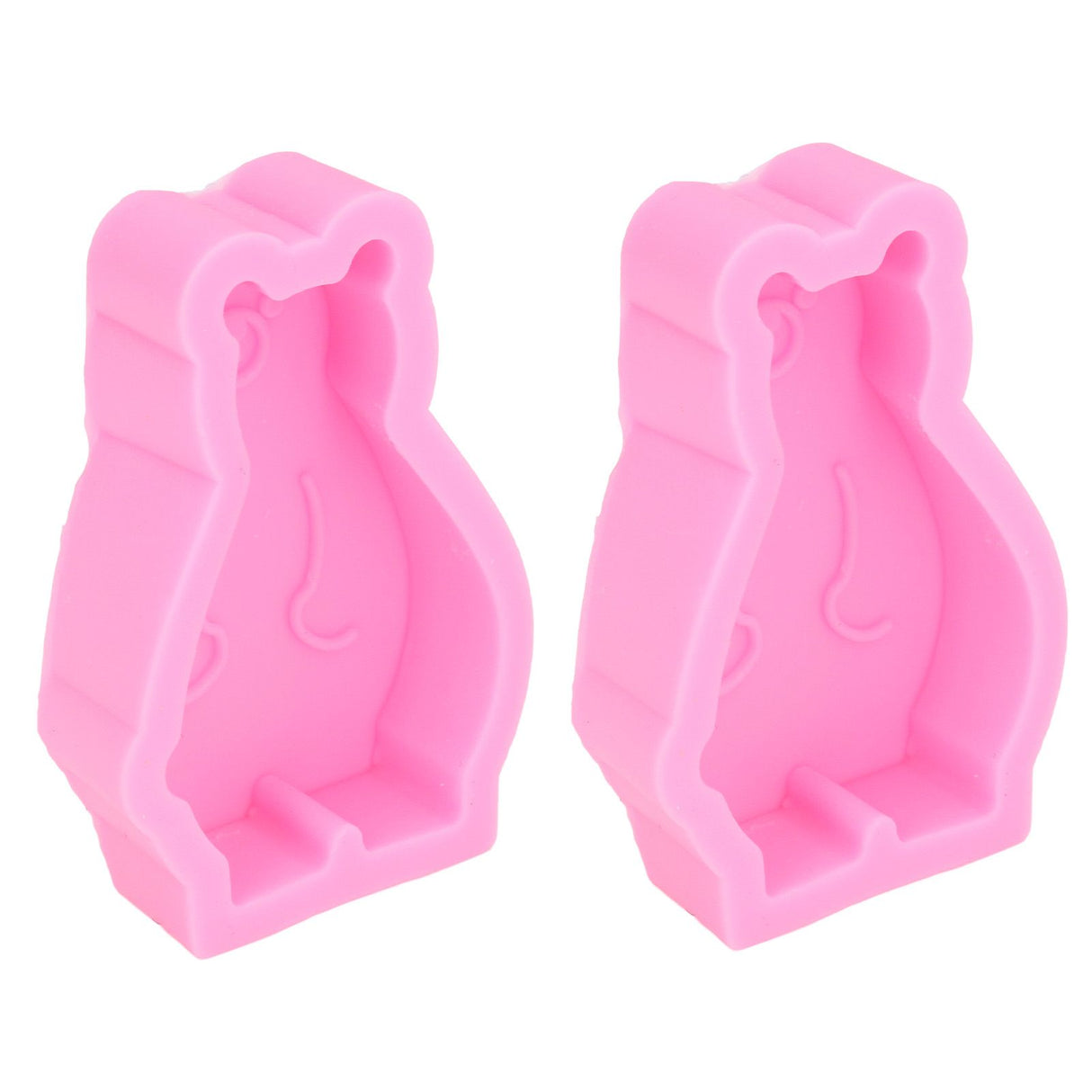 2Pcs Silicone Mold Cute Bear Shape Easy Demoulding Flexible Soft Baking Mold for DIY Cake Fondant Chocolate