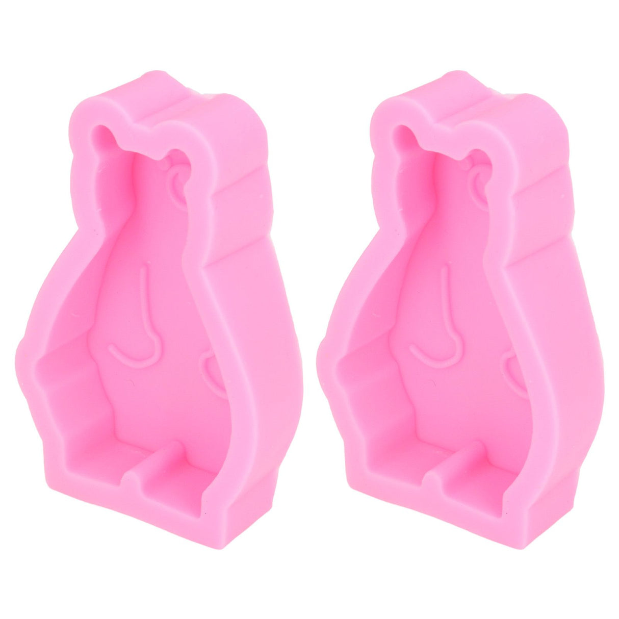 2Pcs Silicone Mold Cute Bear Shape Easy Demoulding Flexible Soft Baking Mold for DIY Cake Fondant Chocolate