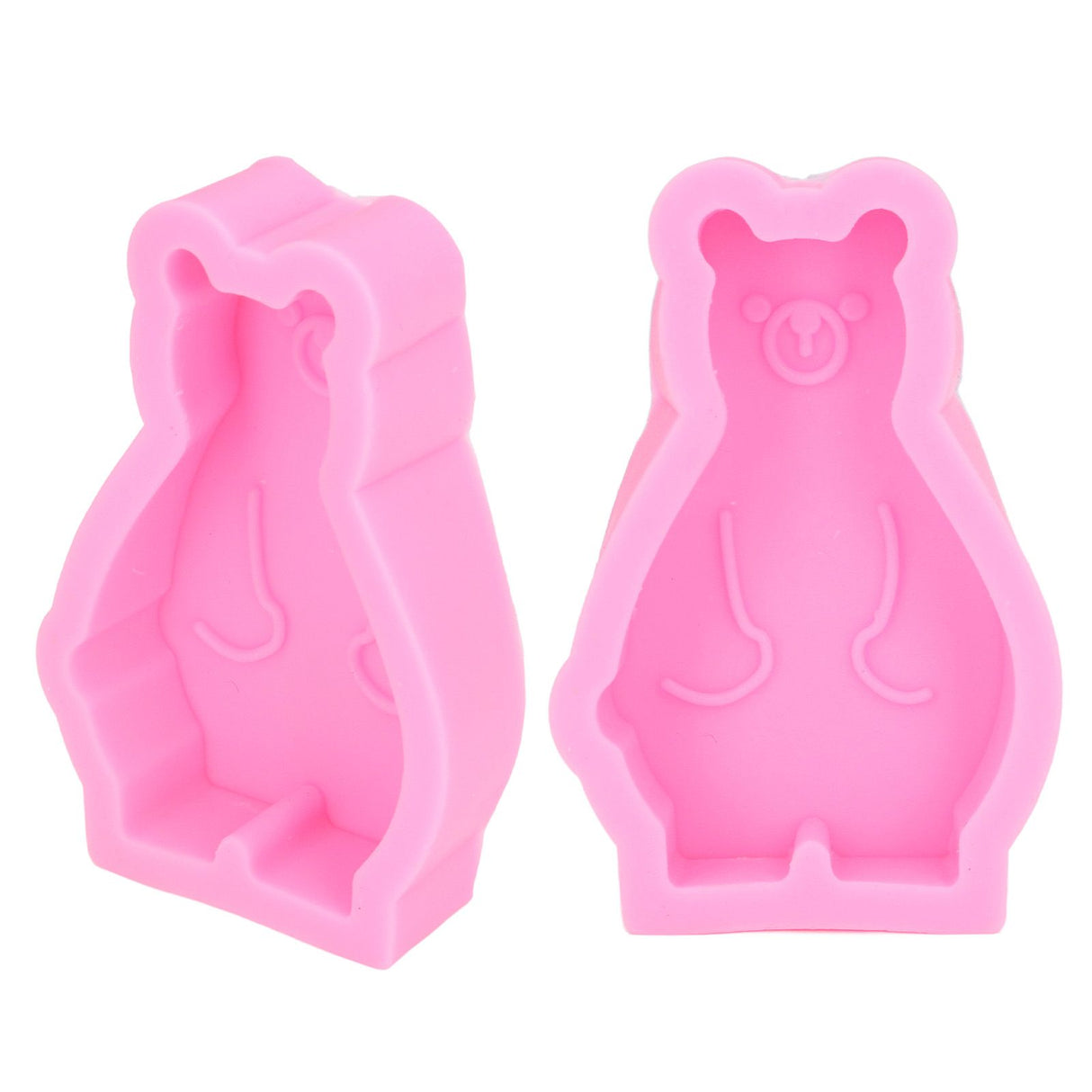 2Pcs Silicone Mold Cute Bear Shape Easy Demoulding Flexible Soft Baking Mold for DIY Cake Fondant Chocolate