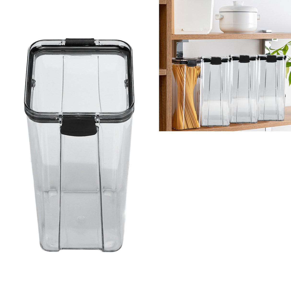 Kitchen Storage Box Clear Food Grade BPA Free Food Storage Containers for Flour Sugar Grains Beans 1800ML