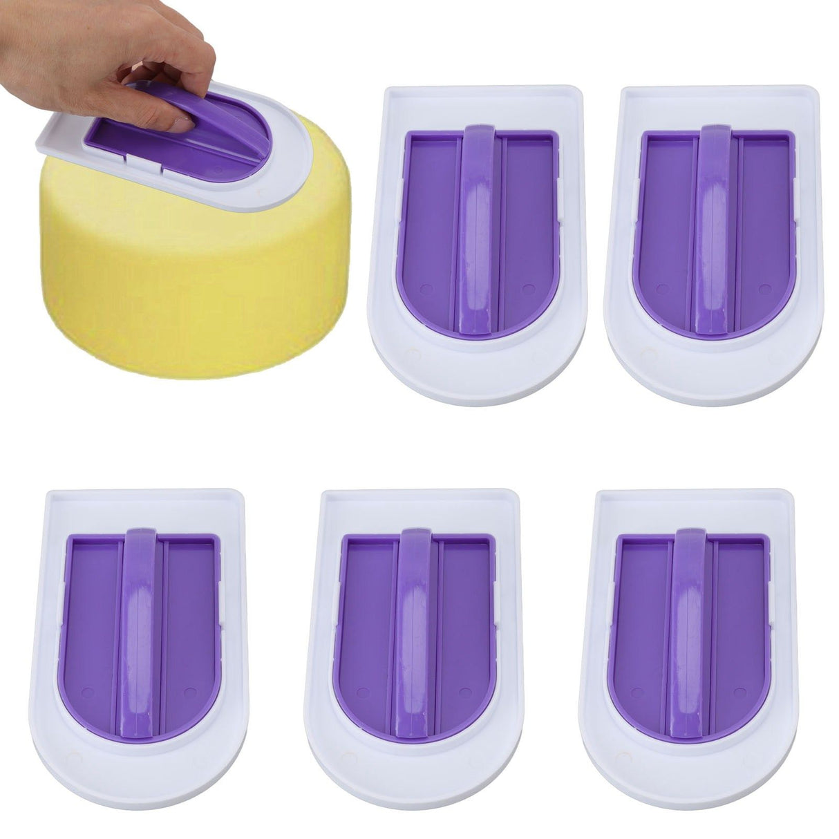 5Pcs Fondant Cake Smoother Food Grade Plastic Handle Design Cake Decorate Smoother Polisher for Home Cake Shop