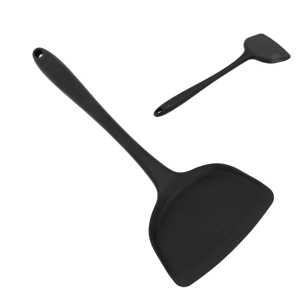 5Pcs Cooking Spatula with Hanging Hole Ergonomic Prevent Scalding Chinese Silicone Spatula for Kitchen Black