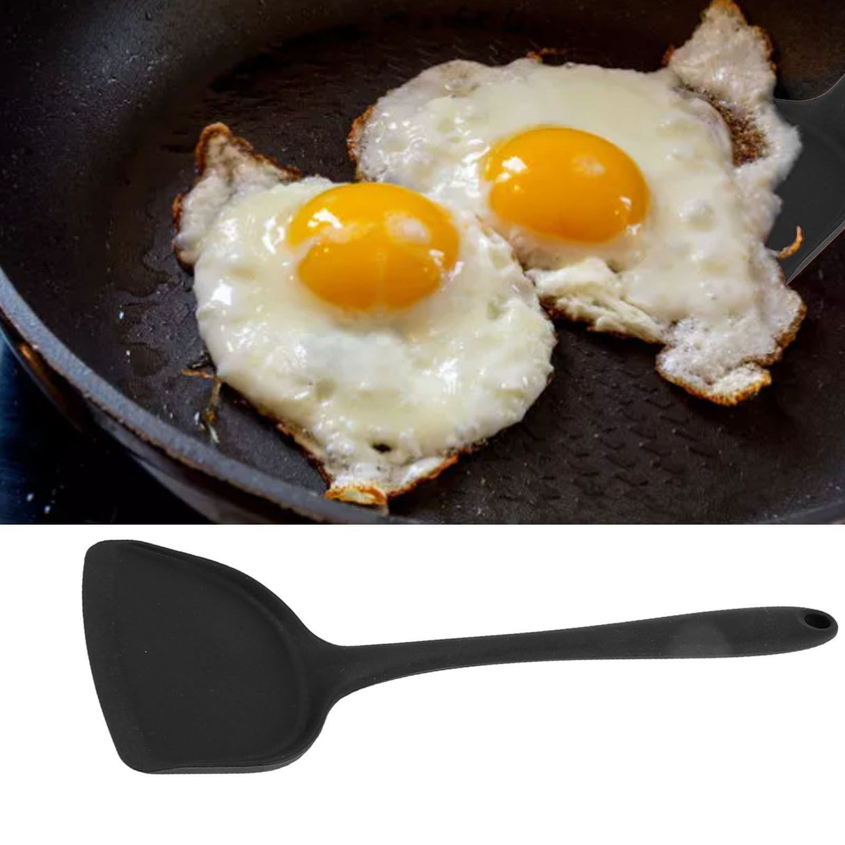 5Pcs Cooking Spatula with Hanging Hole Ergonomic Prevent Scalding Chinese Silicone Spatula for Kitchen Black
