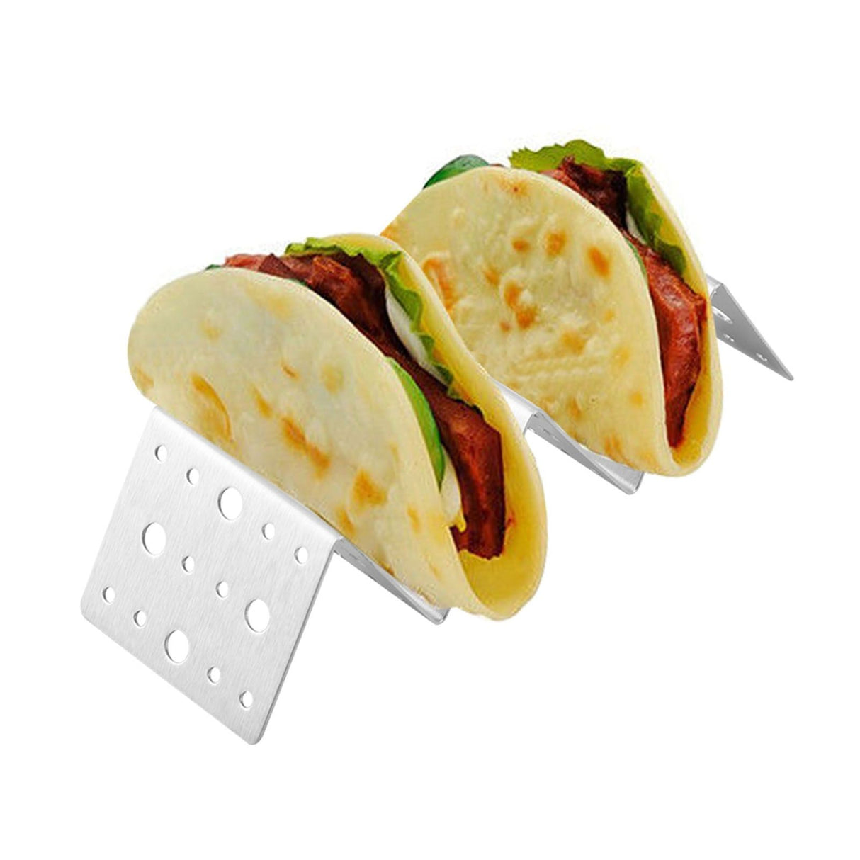 Taco Holder Round Holes Stainless Steel Taco Holder Stand Dishwasher Oven and Grill Safe 14x5x4cm / 5.5x2.0x1.6in