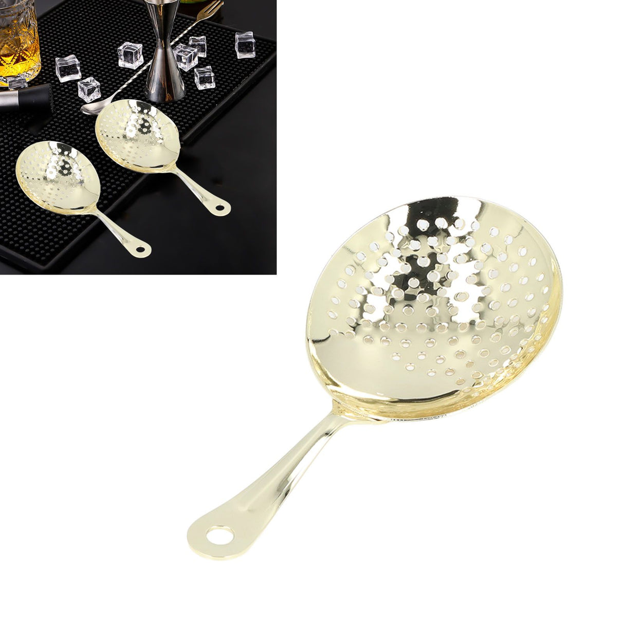 Cocktail Strainer Professional Stainless Steel Shell Cocktail Strainer for Bar Club Restaurant Gold