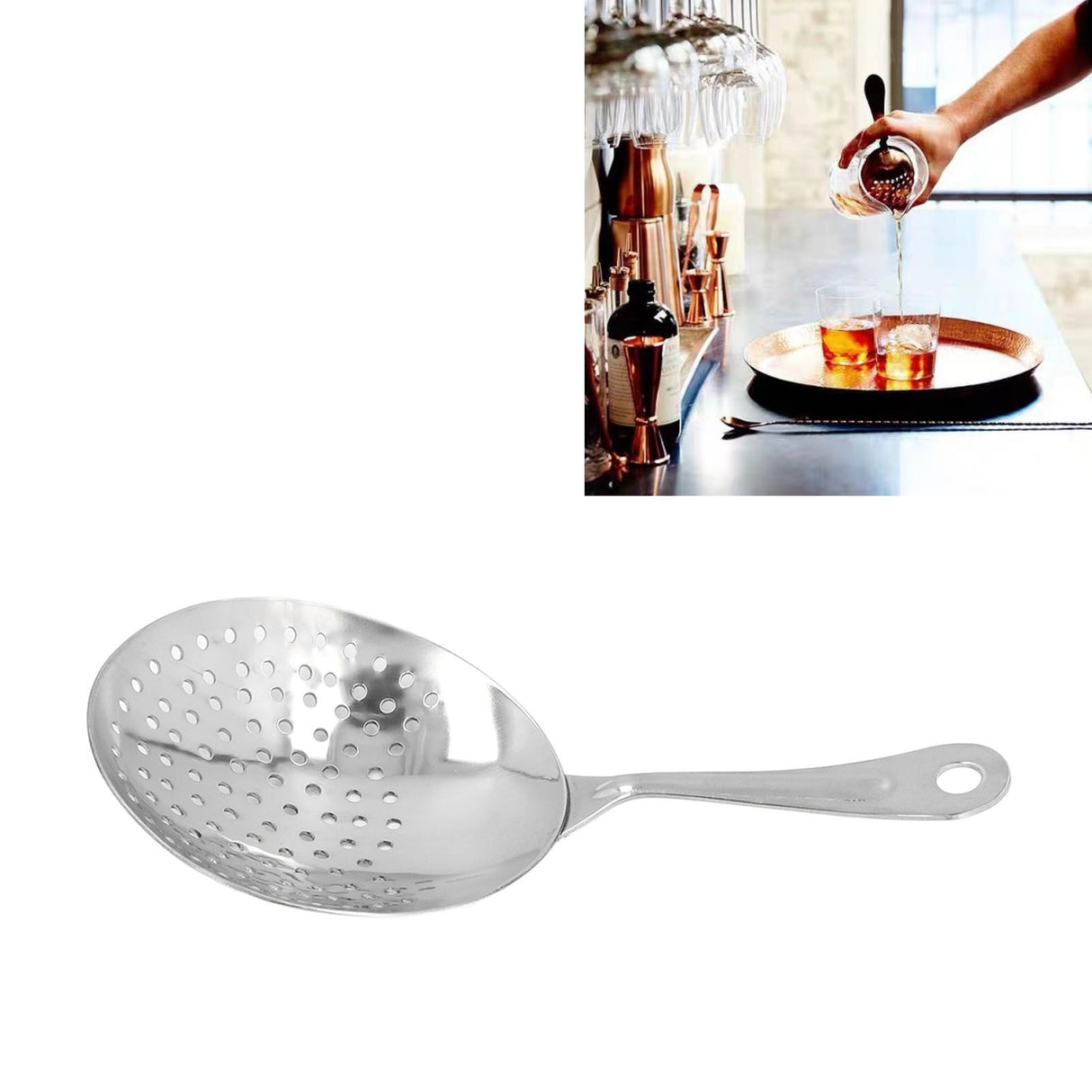 Cocktail Strainer Professional Stainless Steel Shell Cocktail Strainer for Bar Club Restaurant Silver