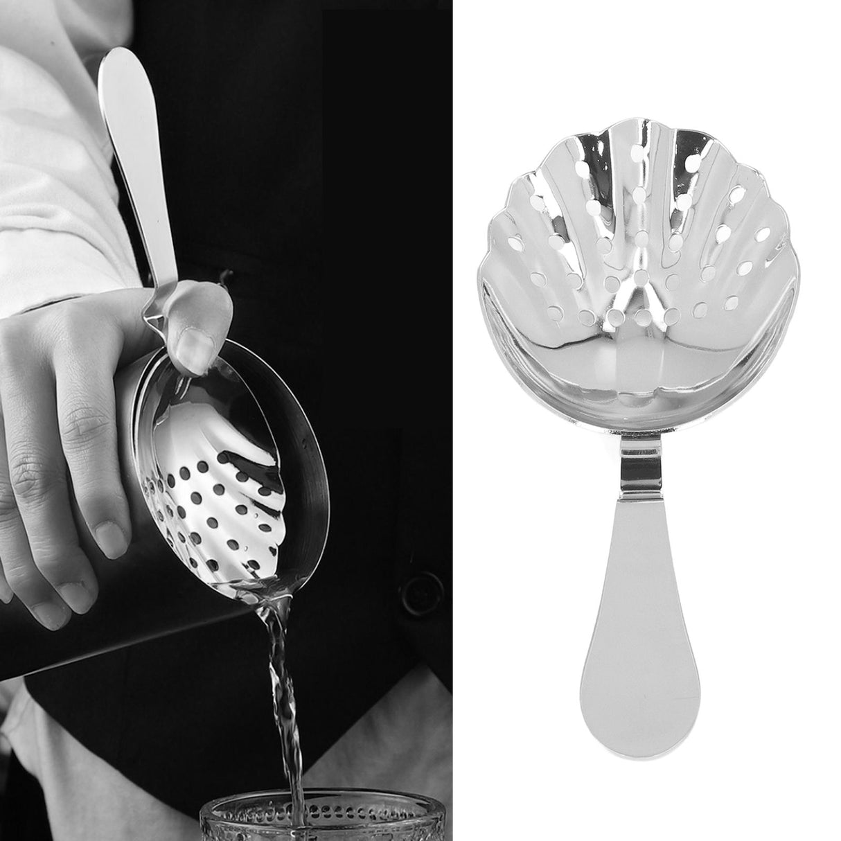 Cocktail Strainer Anti Rust Efficient Filtering Stainless Steel Strainer Bar Tool for Home Mini Bars Clubs Restaurants Silver