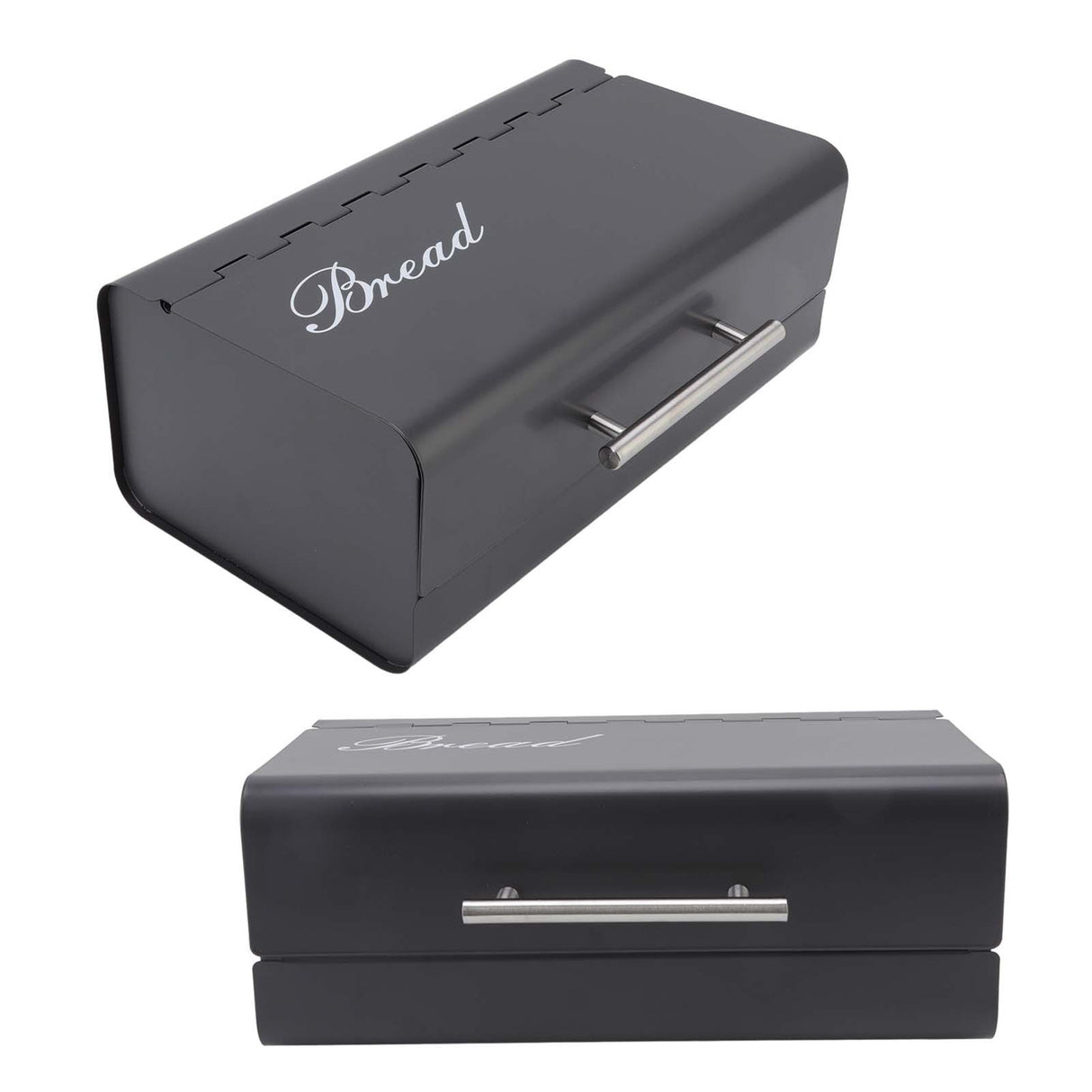 Bread Bin Large Capacity Save Countertop Space Bread Storage Container with Clamshell Door for Home Kitchen Office Dark Grey